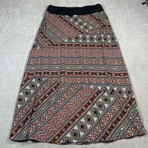 Womens XL Skirt Maxi Pull On Stretch Waist Bohemian Geometric Double Click